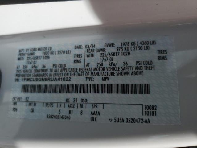 1FMCU0GN9RUA41022 - 2024 FORD ESCAPE ACTIVE 白色 照片 14