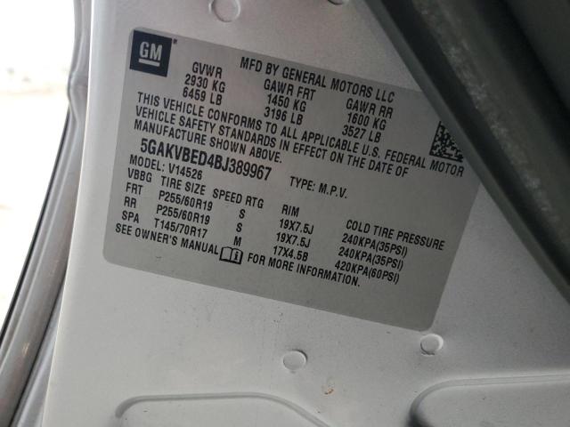 5GAKVBED4BJ389967 - 2011 BUICK ENCLAVE CXL SILVER photo 13