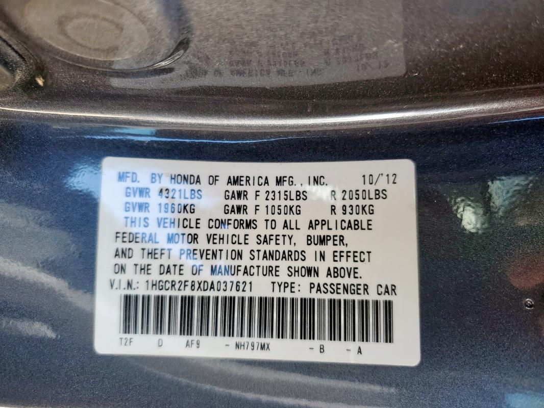 1HGCR2F8XDA037621 - 2013 HONDA ACCORD EXL 灰色 照片 13