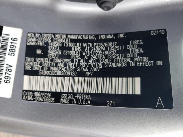 5TDKK3DC8BS009120 - 2011 TOYOTA SIENNA LE SILVER photo 13