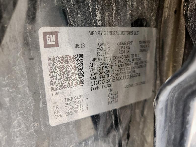 1GCGSCENXJ1314474 - 2018 CHEVROLET COLORADO LT BLACK photo 12