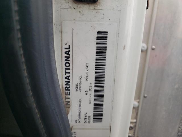 1HTMMMMLXKH584884 - 2019 INTERNATIONAL 4000 4300 თეთრი ფოტო 10