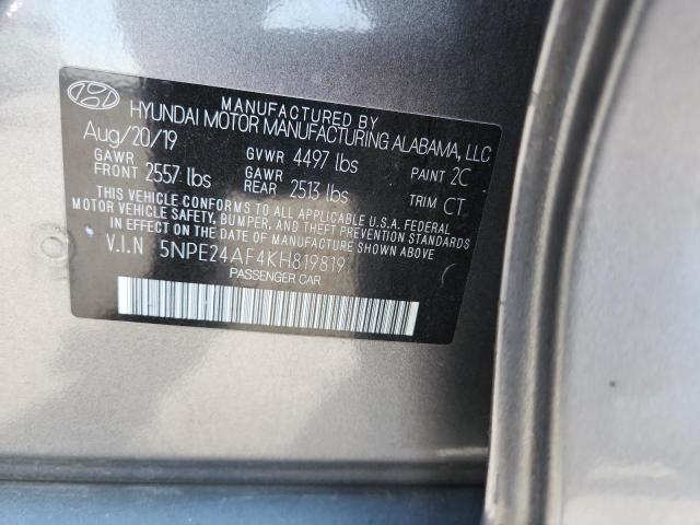 5NPE24AF4KH819819 - 2019 HYUNDAI SONATA SE ნაცრისფერი ფოტო 13
