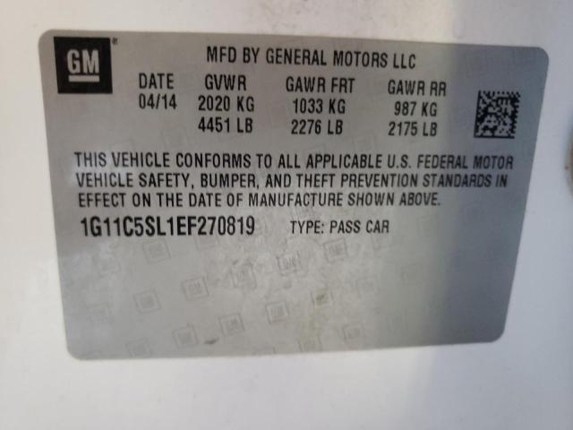 1G11C5SL1EF270819 - 2014 CHEVROLET MALIBU 1LT 白色 照片 12