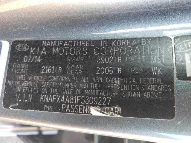 KNAFX4A81F5309227 - 2015 KIA FORTE EX GRAY photo 12