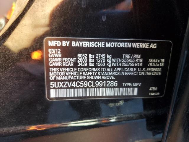 5UXZV4C59CL991286 - 2012 BMW X5 XDRIVE35I Negro foto 13