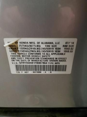 5FRYD4H81FB007864 - 2015 ACURA MDX ADVANCE SILVER photo 14