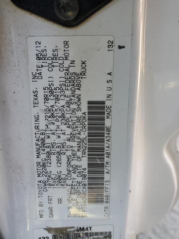 5TFTX4CN8CX019074 - 2012 TOYOTA TACOMA ACCESS CAB თეთრი ფოტო 12