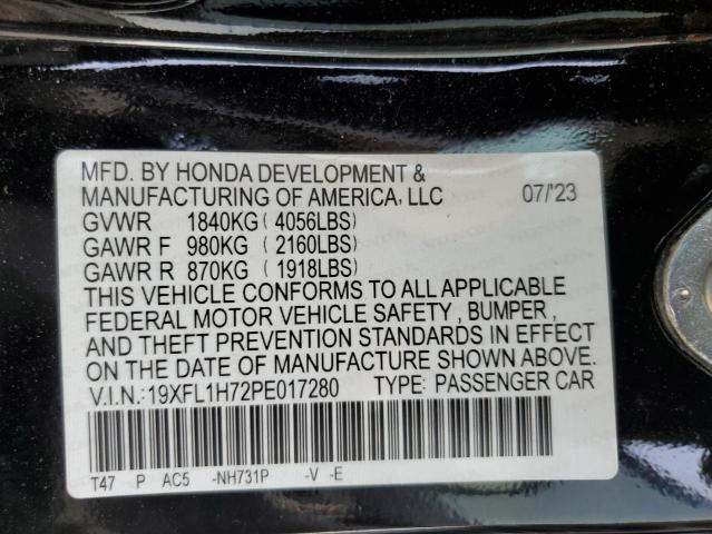 19XFL1H72PE017280 - 2023 HONDA CIVIC EXL შავი ფოტო 13