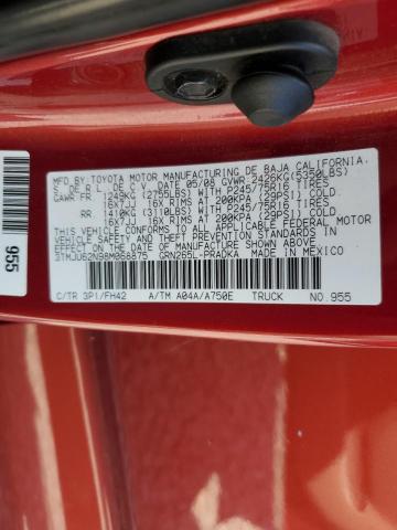 3TMJU62N98M068875 - 2008 TOYOTA TACOMA DOUBLE CAB PRERUNNER RED photo 12