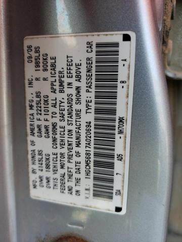 1HGCM56817A020694 - 2007 HONDA ACCORD EX SILVER photo 13