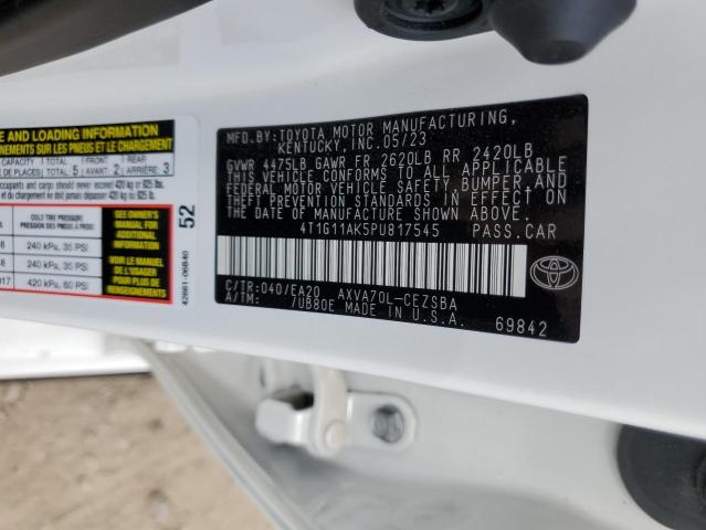 4T1G11AK5PU817545 - 2023 TOYOTA CAMRY SE NIGHT SHADE WHITE photo 12