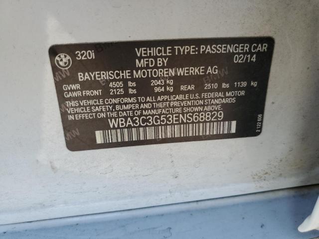 WBA3C3G53ENS68829 - 2014 BMW 320 I XDRIVE WHITE photo 12