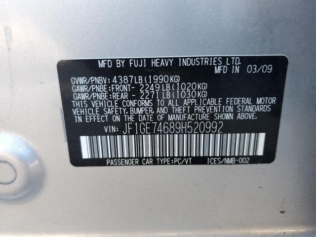 JF1GE74689H520992 - 2009 SUBARU IMPREZA 2.5 GT SILVER photo 12