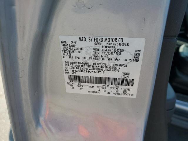 1FMCU9E75CKA61716 - 2012 FORD ESCAPE LIMITED SILVER photo 13