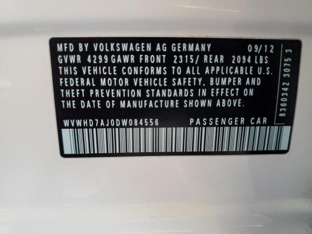 WVWHD7AJ0DW084556 - 2013 VOLKSWAGEN GTI თეთრი ფოტო 12