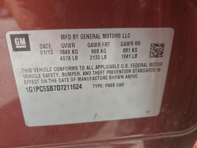 1G1PC5SB7D7211624 - 2013 CHEVROLET CRUZE LT BROWN photo 12