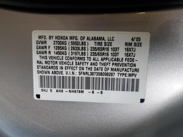 5FNRL38735B098287 - 2005 HONDA ODYSSEY EXL GOLD photo 13