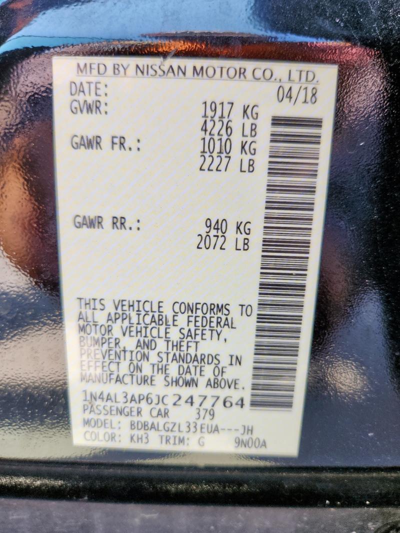 1N4AL3AP6JC247764 - 2018 NISSAN ALTIMA 2.5 黑色 照片 13