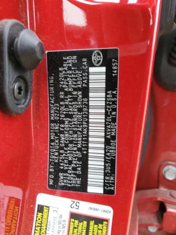 4T1T11AK9PU139736 - 2023 TOYOTA CAMRY SE NIGHT SHADE RED photo 12