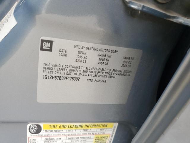 1G1ZH57B89F176382 - 2009 CHEVROLET MALIBU 1LT GRAY photo 12