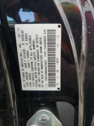 1HGCS1B86AA010951 - 2010 HONDA ACCORD EXL BLACK photo 12