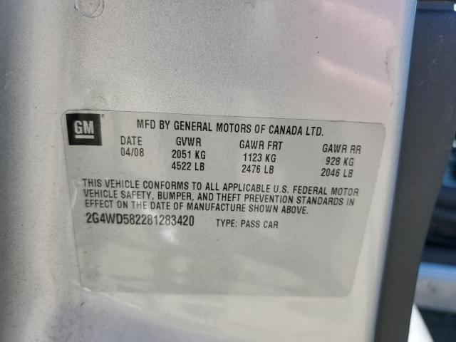 2G4WD582281283420 - 2008 BUICK LACROSSE CXL 银色 照片 12