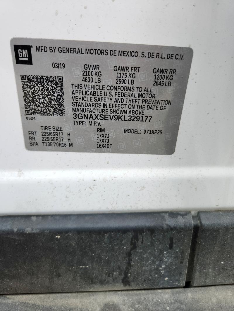 3GNAXSEV9KL329177 - 2019 CHEVROLET EQUINOX LS თეთრი ფოტო 14