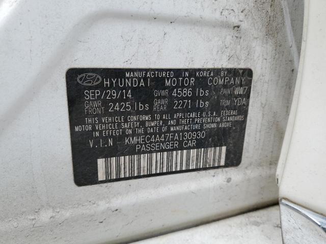 KMHEC4A47FA130930 - 2015 HYUNDAI SONATA HYBRID WHITE photo 12