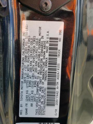 5TETX62N88Z515781 - 2008 TOYOTA TACOMA PRERUNNER ACCESS CAB BLACK photo 12