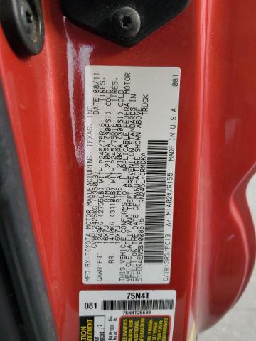5TFUX4EN5BX008615 - 2011 TOYOTA TACOMA ACCESS CAB წითელი ფოტო 12