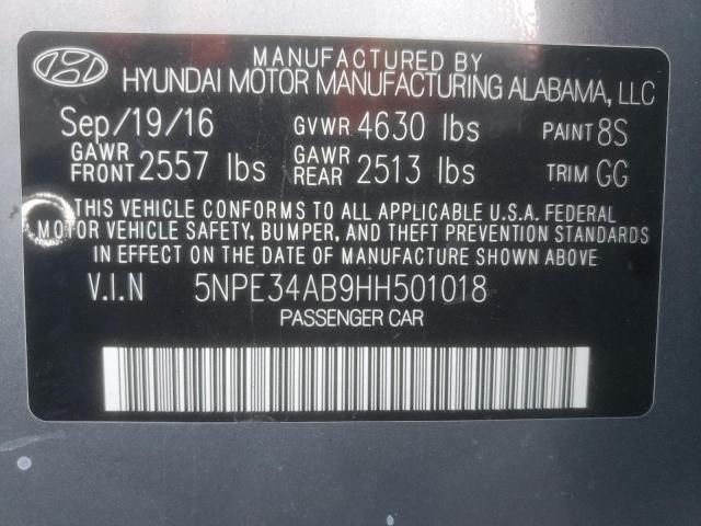 5NPE34AB9HH501018 - 2017 HYUNDAI SONATA SPORT 银色 照片 12