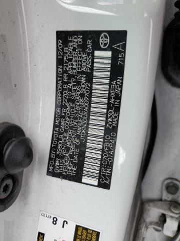 JTDKN3DUXA0097072 - 2010 TOYOTA PRIUS WHITE photo 12