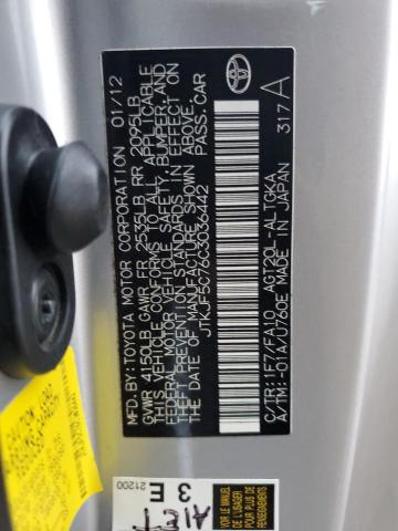 JTKJF5C76C3036442 - 2012 TOYOTA SCION TC 银色 照片 12