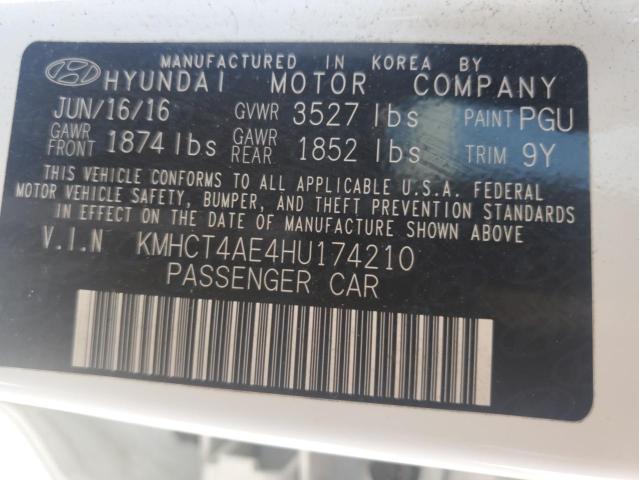 KMHCT4AE4HU174210 - 2017 HYUNDAI ACCENT SE 白色 照片 12