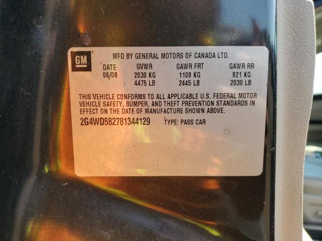 2G4WD582781344129 - 2008 BUICK LACROSSE CXL BROWN photo 12