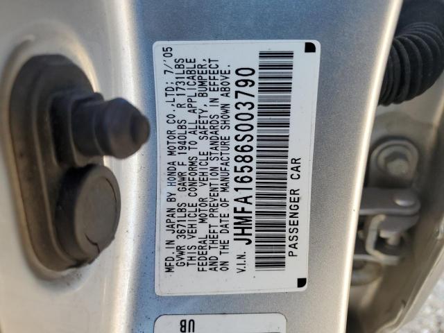 JHMFA16586S003790 - 2006 HONDA CIVIC LX SILVER photo 12