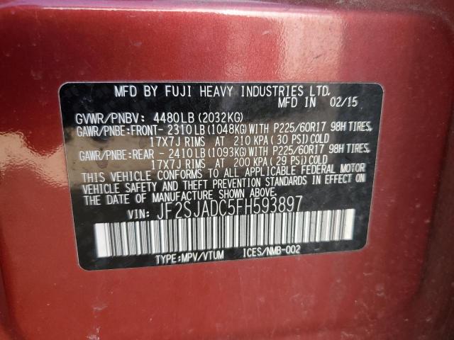 JF2SJADC5FH593897 - 2015 SUBARU FORESTER 2.5I PREMIUM 红色 照片 12