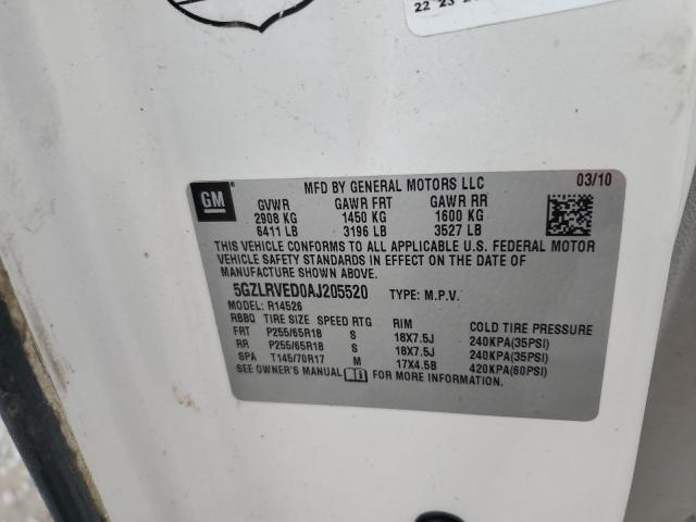 5GZLRVED0AJ205520 - 2010 SATURN OUTLOOK XR ბეჟი ფოტო 12