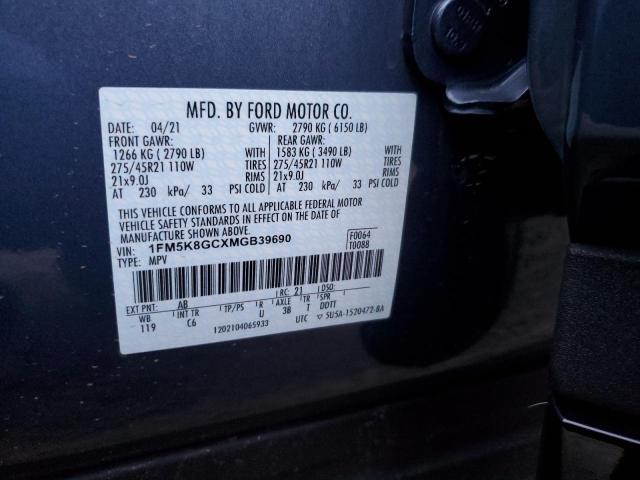 1FM5K8GCXMGB39690 - 2021 FORD EXPLORER ST BLUE photo 13