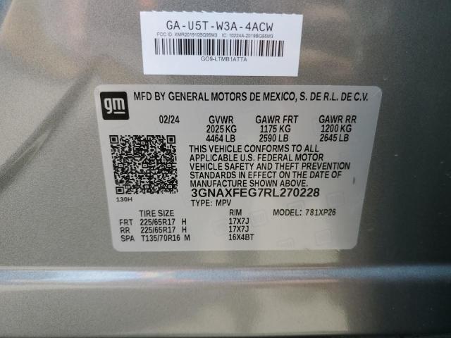 3GNAXFEG7RL270228 - 2024 CHEVROLET EQUINOX LS SILVER photo 13