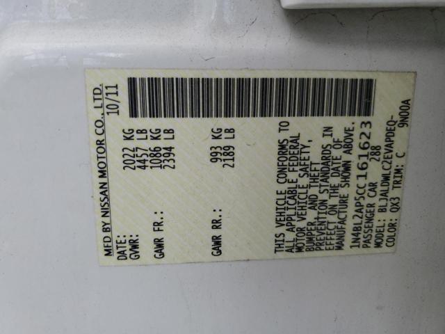 1N4BL2AP5CC161623 - 2012 NISSAN ALTIMA SR WHITE photo 12