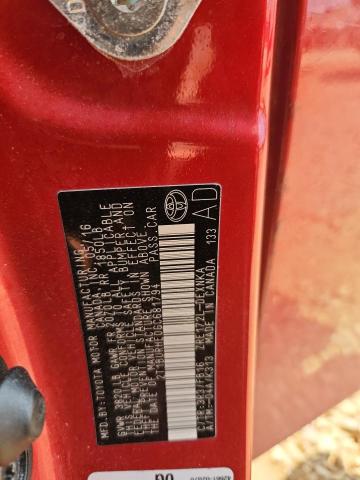 2T1BURHE0GC681794 - 2016 TOYOTA COROLLA L RED photo 12