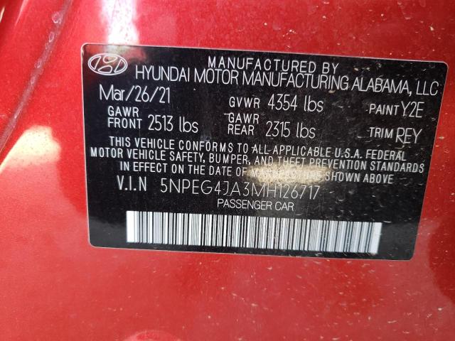 5NPEG4JA3MH126717 - 2021 HYUNDAI SONATA SE RED photo 12