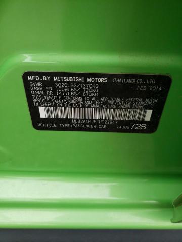 ML32A4HJ8EH022947 - 2014 MITSUBISHI MIRAGE ES GREEN photo 13