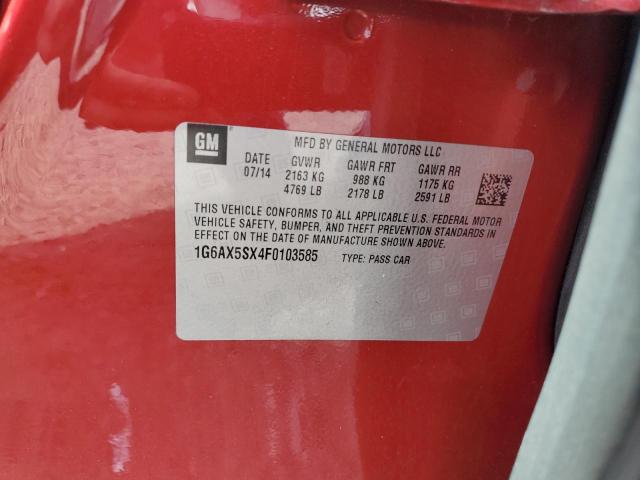 1G6AX5SX4F0103585 - 2015 CADILLAC CTS LUXURY COLLECTION წითელი ფოტო 12