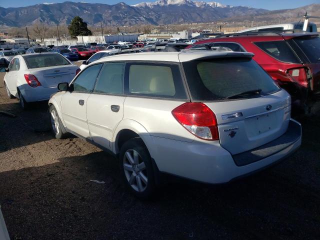 4S4BP61C897319310 - 2009 SUBARU OUTBACK 2.5I WHITE photo 2