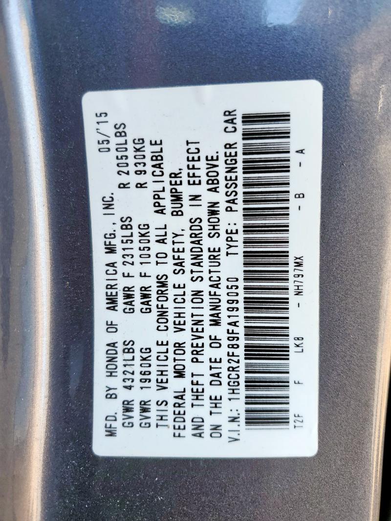 1HGCR2F89FA199050 - 2015 HONDA ACCORD EXL GRAY photo 13