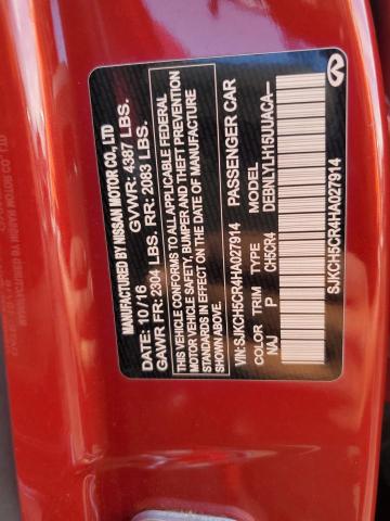 SJKCH5CR4HA027914 - 2017 INFINITI QX30 BASE RED photo 13