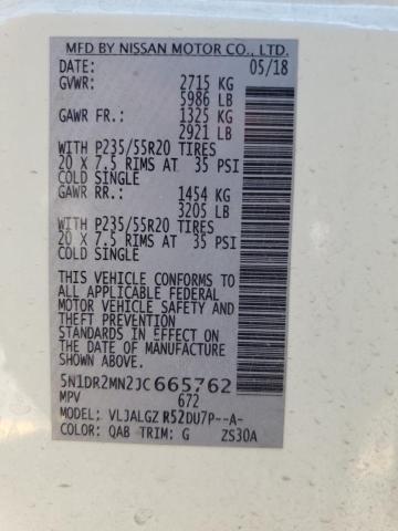 5N1DR2MN2JC665762 - 2018 NISSAN PATHFINDER S أبيض صورة 14